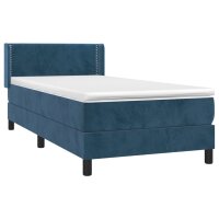 vidaXL Boxspringbett mit Matratze Dunkelblau 80x200 cm Samt