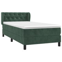 WOWONA Boxspringbett mit Matratze Dunkelgr&uuml;n 80x200 cm Samt