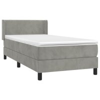 vidaXL Boxspringbett mit Matratze Hellgrau 90x190 cm Samt