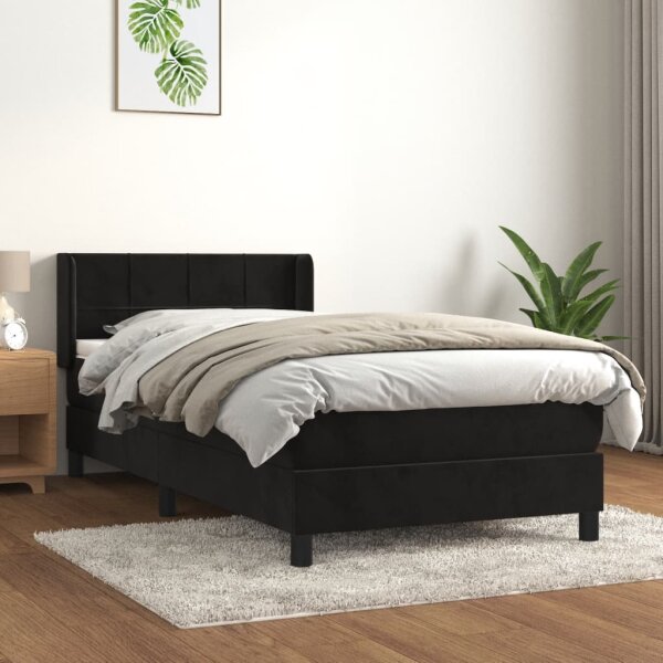 vidaXL Boxspringbett mit Matratze Schwarz 90x190 cm Samt