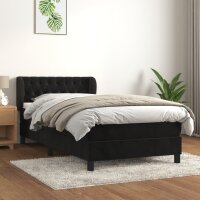 WOWONA Boxspringbett mit Matratze Schwarz 90x190 cm Samt