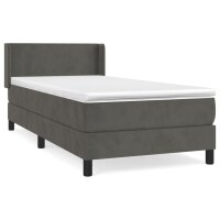 vidaXL Boxspringbett mit Matratze Dunkelgrau 80x200 cm Samt