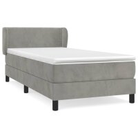 vidaXL Boxspringbett mit Matratze Hellgrau 90x190 cm Samt