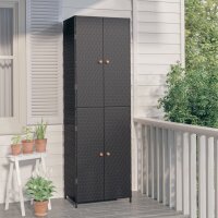 vidaXL Gartenschrank Schwarz 59x40x180 cm Poly Rattan