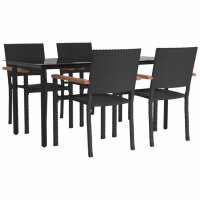 vidaXL 5-tlg. Garten-Essgruppe Schwarz Poly Rattan