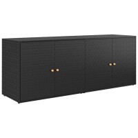 vidaXL Gartenschrank Schwarz 198x55,5x80 cm Poly Rattan