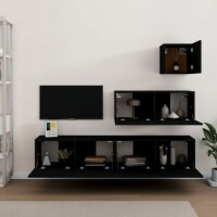 vidaXL 4-tlg. TV-Schrank-Set Schwarz Holzwerkstoff