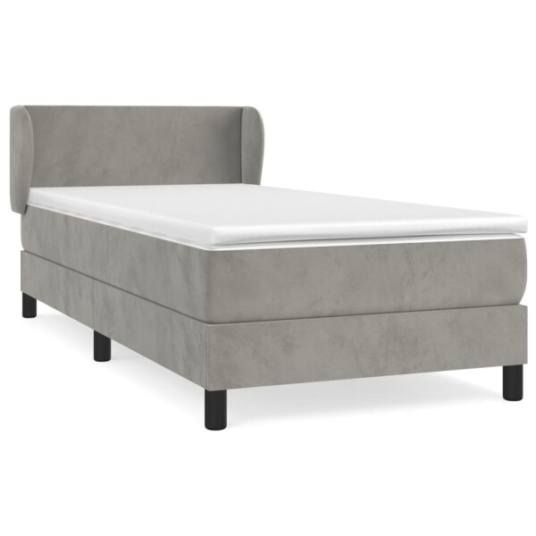 vidaXL Boxspringbett mit Matratze Hellgrau 80x200 cm Samt