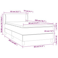 vidaXL Boxspringbett mit Matratze Hellgrau 80x200 cm Samt