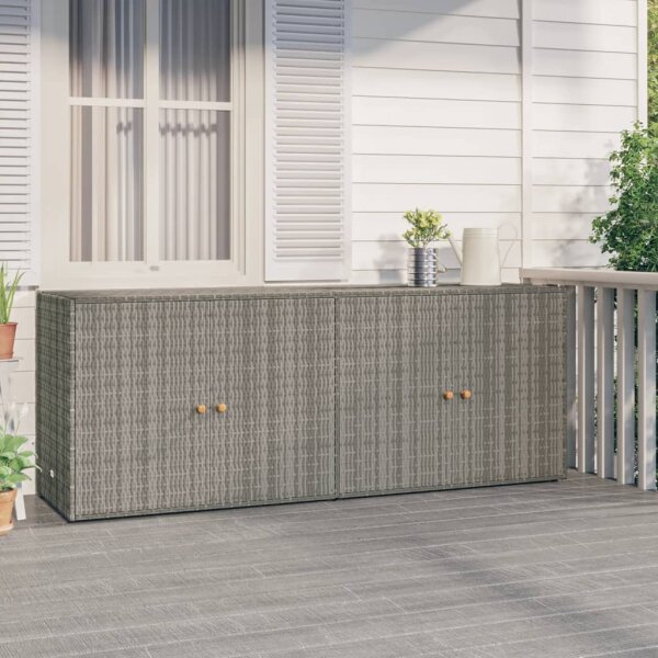 vidaXL Gartenschrank Grau 198x55,5x80 cm Poly Rattan