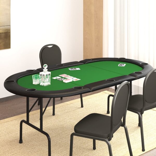 vidaXL Pokertisch Klappbar 10 Spieler Gr&uuml;n 206x106x75 cm