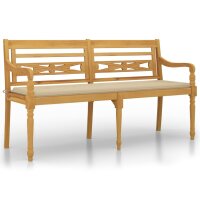 vidaXL Batavia-Bank mit Beigem Kissen 150 cm Massivholz Teak