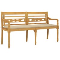 vidaXL Batavia-Bank mit Beigem Kissen 150 cm Massivholz Teak