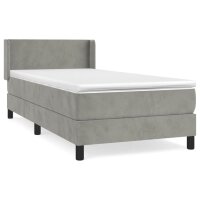 vidaXL Boxspringbett mit Matratze Hellgrau 90x190 cm Samt