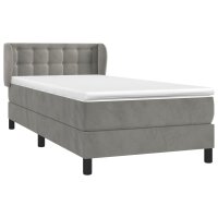 vidaXL Boxspringbett mit Matratze Hellgrau 90x190 cm Samt