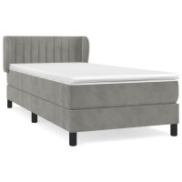 vidaXL Boxspringbett mit Matratze Hellgrau 90x190 cm Samt