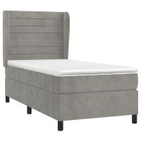 vidaXL Boxspringbett mit Matratze Hellgrau 90x190 cm Samt