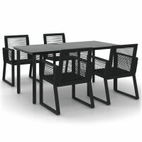 vidaXL 5-tlg. Garten-Essgruppe Schwarz PVC Rattan