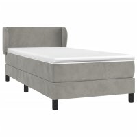 vidaXL Boxspringbett mit Matratze Hellgrau 90x190 cm Samt