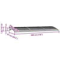 vidaXL T&uuml;rvordach Grau 300x100 cm Polycarbonat