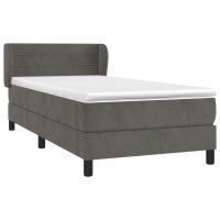 vidaXL Boxspringbett mit Matratze Dunkelgrau 90x190 cm Samt