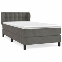 vidaXL Boxspringbett mit Matratze Dunkelgrau 90x190 cm Samt