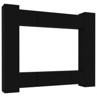 vidaXL 8-tlg. TV-Schrank-Set Schwarz Holzwerkstoff