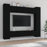 vidaXL 8-tlg. TV-Schrank-Set Schwarz Holzwerkstoff