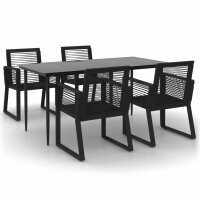 vidaXL 5-tlg. Garten-Essgruppe Schwarz PVC Rattan