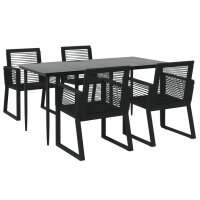 vidaXL 5-tlg. Garten-Essgruppe Schwarz PVC Rattan