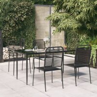 vidaXL 5-tlg. Garten-Essgruppe Schwarz Baumwollseil und...