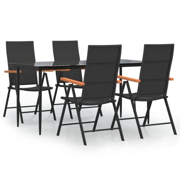 vidaXL 5-tlg. Garten-Essgruppe Schwarz und Braun Poly Rattan