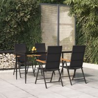vidaXL 5-tlg. Garten-Essgruppe Schwarz und Braun Poly Rattan