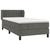 vidaXL Boxspringbett mit Matratze Dunkelgrau 90x190 cm Samt