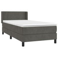 vidaXL Boxspringbett mit Matratze Dunkelgrau 90x190 cm Samt