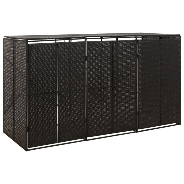 vidaXL M&uuml;lltonnenbox f&uuml;r 3 Tonnen Schwarz 207x80x117 cm Poly Rattan