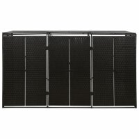 vidaXL M&uuml;lltonnenbox f&uuml;r 3 Tonnen Schwarz 207x80x117 cm Poly Rattan