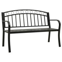 vidaXL Gartenbank mit Tisch Schwarz 120 cm Stahl