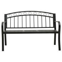 vidaXL Gartenbank mit Tisch Schwarz 120 cm Stahl