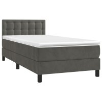 vidaXL Boxspringbett mit Matratze Dunkelgrau 80x200 cm Samt