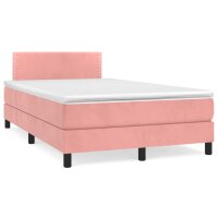 vidaXL Boxspringbett mit Matratze Rosa 120x200 cm Samt