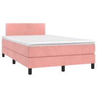 vidaXL Boxspringbett mit Matratze Rosa 120x200 cm Samt