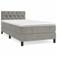 vidaXL Boxspringbett mit Matratze Hellgrau 80x200 cm Samt