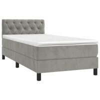 vidaXL Boxspringbett mit Matratze Hellgrau 80x200 cm Samt