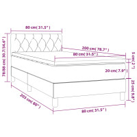 vidaXL Boxspringbett mit Matratze Hellgrau 80x200 cm Samt