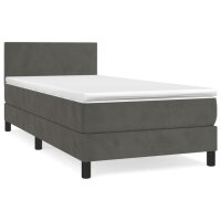 vidaXL Boxspringbett mit Matratze Dunkelgrau 80x200 cm Samt