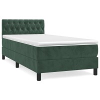 vidaXL Boxspringbett mit Matratze Dunkelgr&uuml;n 90x190 cm Samt