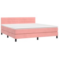 vidaXL Boxspringbett mit Matratze Rosa 180x200 cm Samt