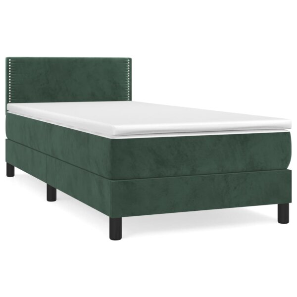 vidaXL Boxspringbett mit Matratze Dunkelgr&uuml;n 100x200 cm Samt