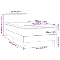 vidaXL Boxspringbett mit Matratze Hellgrau 90x190 cm Samt